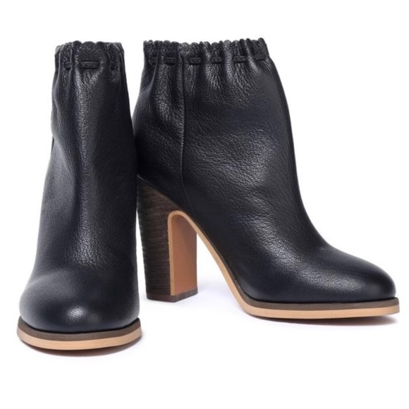 See By Chloe Jane Leather Block Heel Booties - Picture 4 of 6